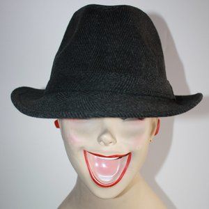 Men's (Women) Black Herringbone Cloth Fedora